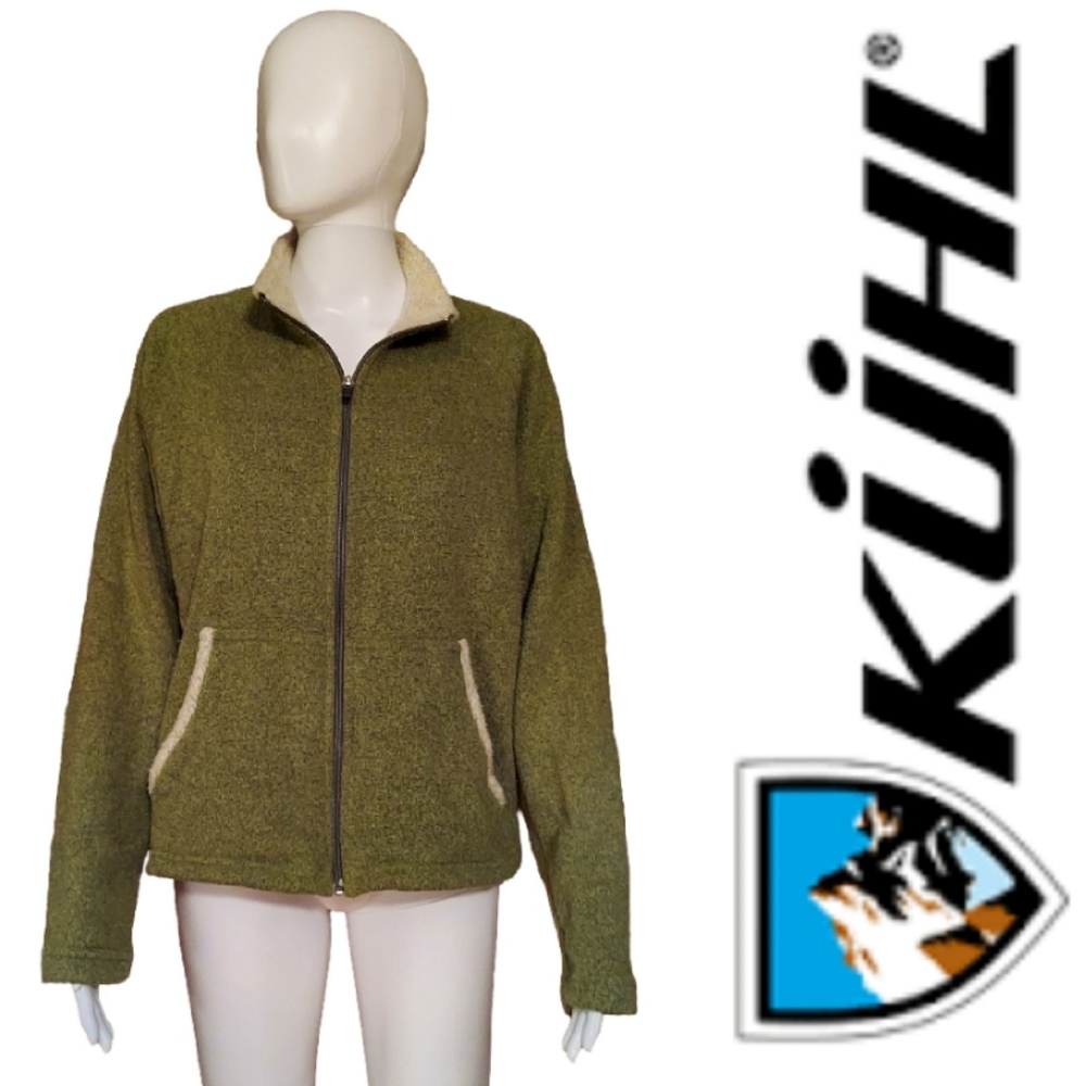 KUHL Alfpaca Full Zip Knit Fleece Jacket Heather Green